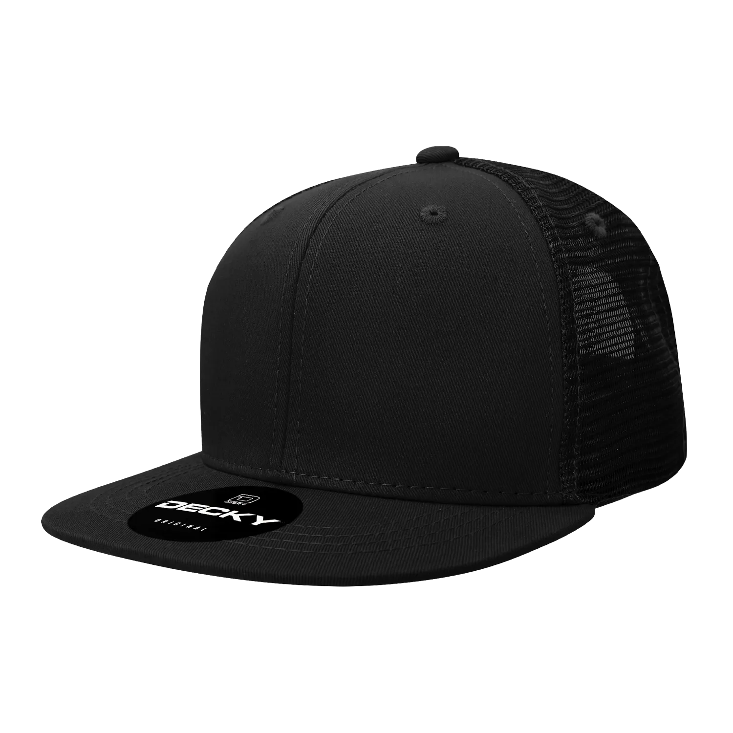 Decky 1052 Blank 6 Panel Trucker Hat, Flat Bill Snapback - 1052