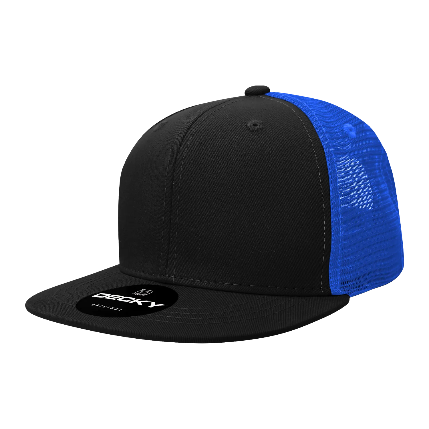 Decky 1052 Blank 6 Panel Trucker Hat, Flat Bill Snapback - 1052