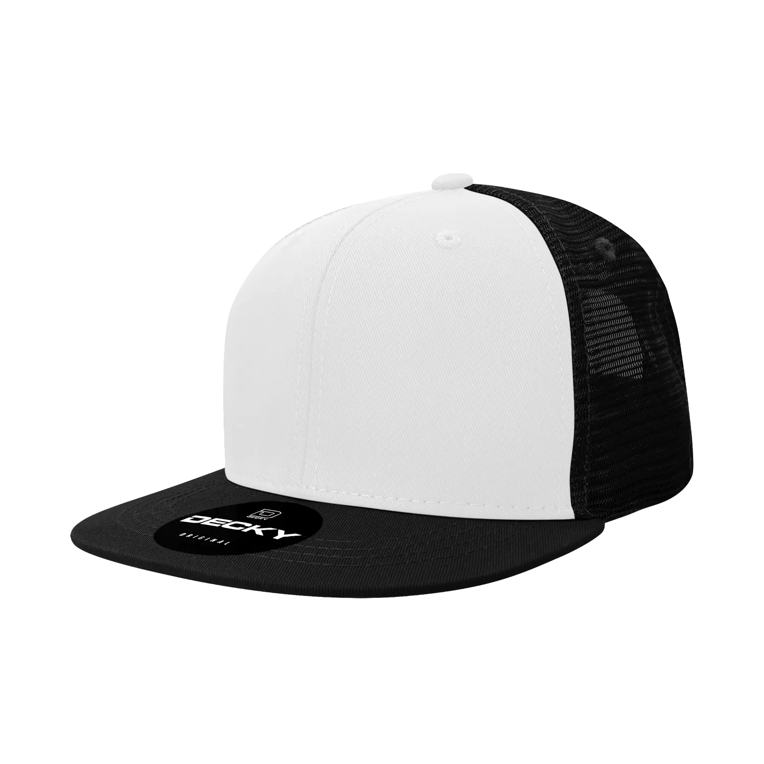 Decky 1052 Blank 6 Panel Trucker Hat, Flat Bill Snapback - 1052