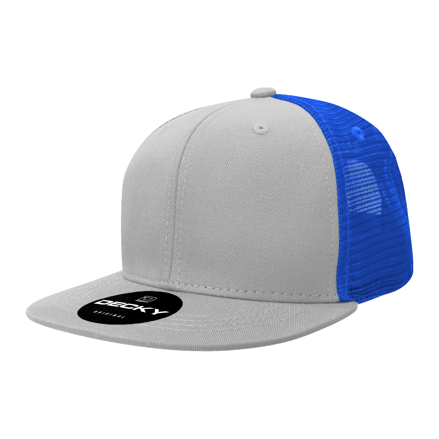 Decky 1052 Blank 6 Panel Trucker Hat, Flat Bill Snapback - 1052