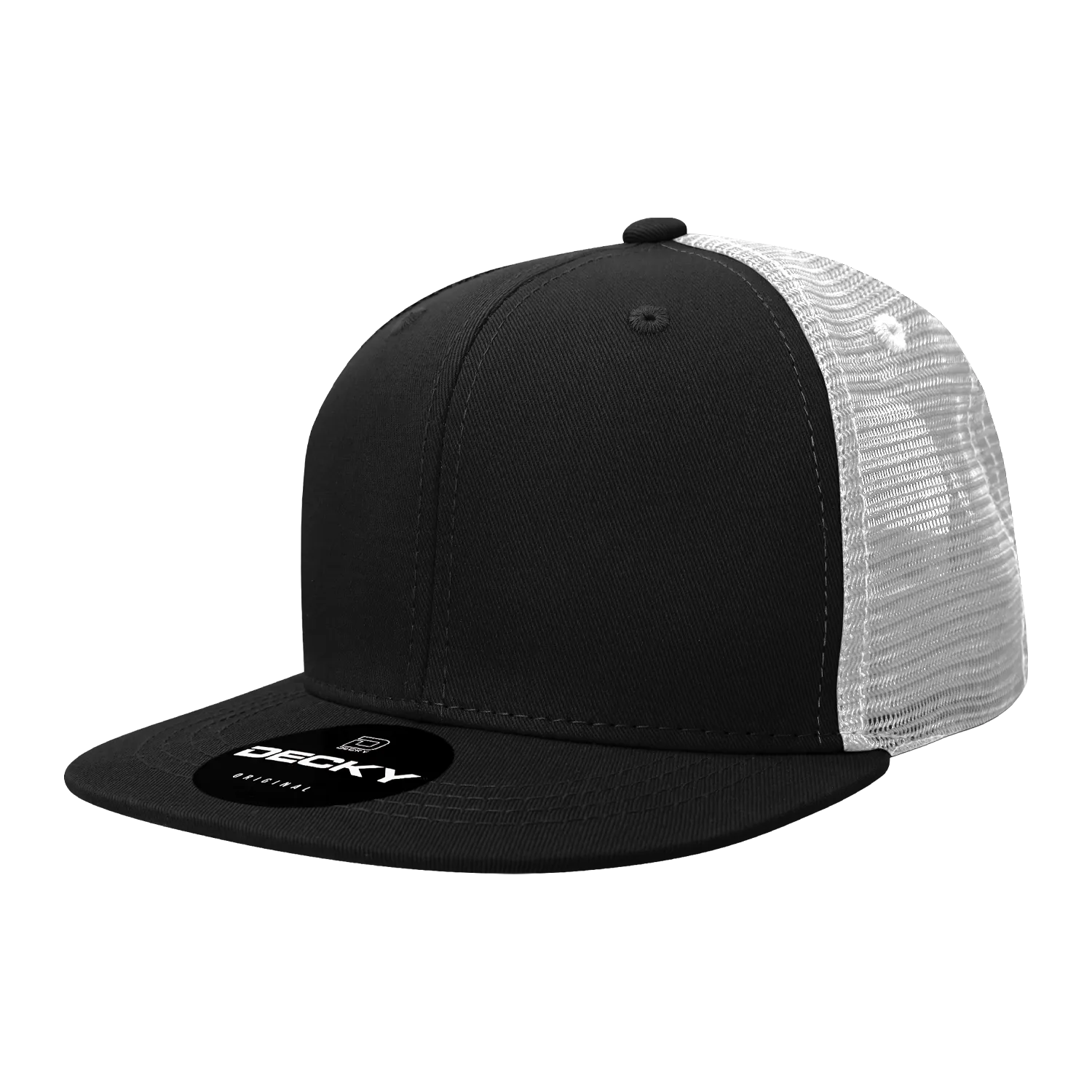 Decky 1052 Blank 6 Panel Trucker Hat, Flat Bill Snapback - 1052