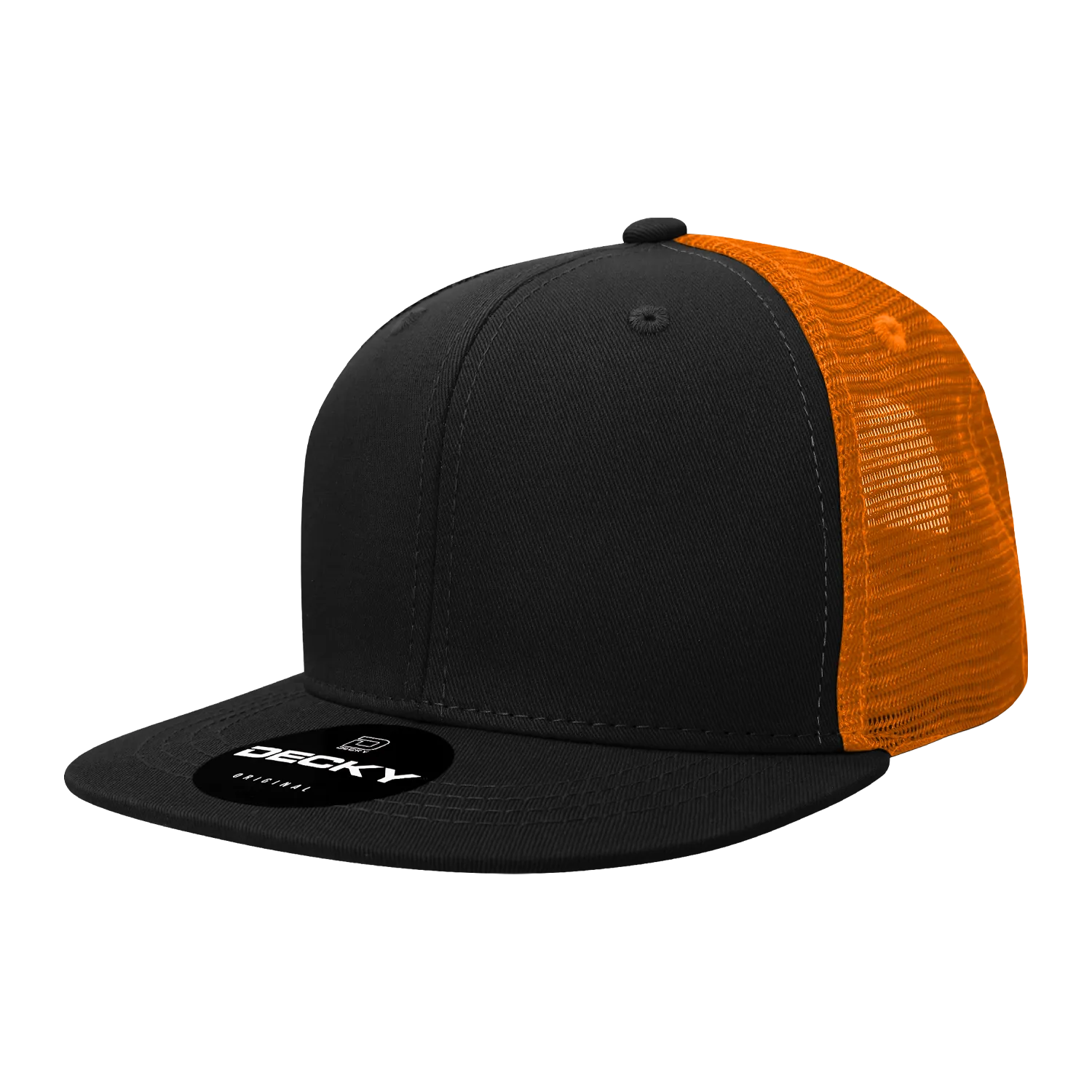 Decky 1052 Blank 6 Panel Trucker Hat, Flat Bill Snapback - 1052