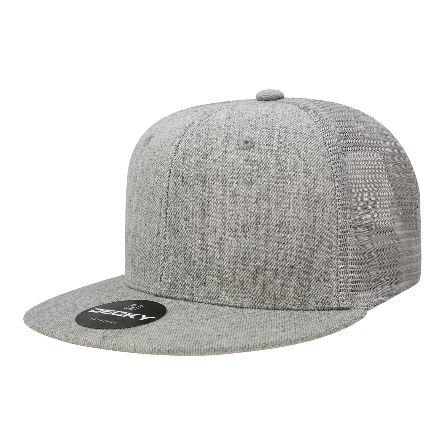 Decky 1052 Blank 6 Panel Trucker Hat, Flat Bill Snapback - 1052