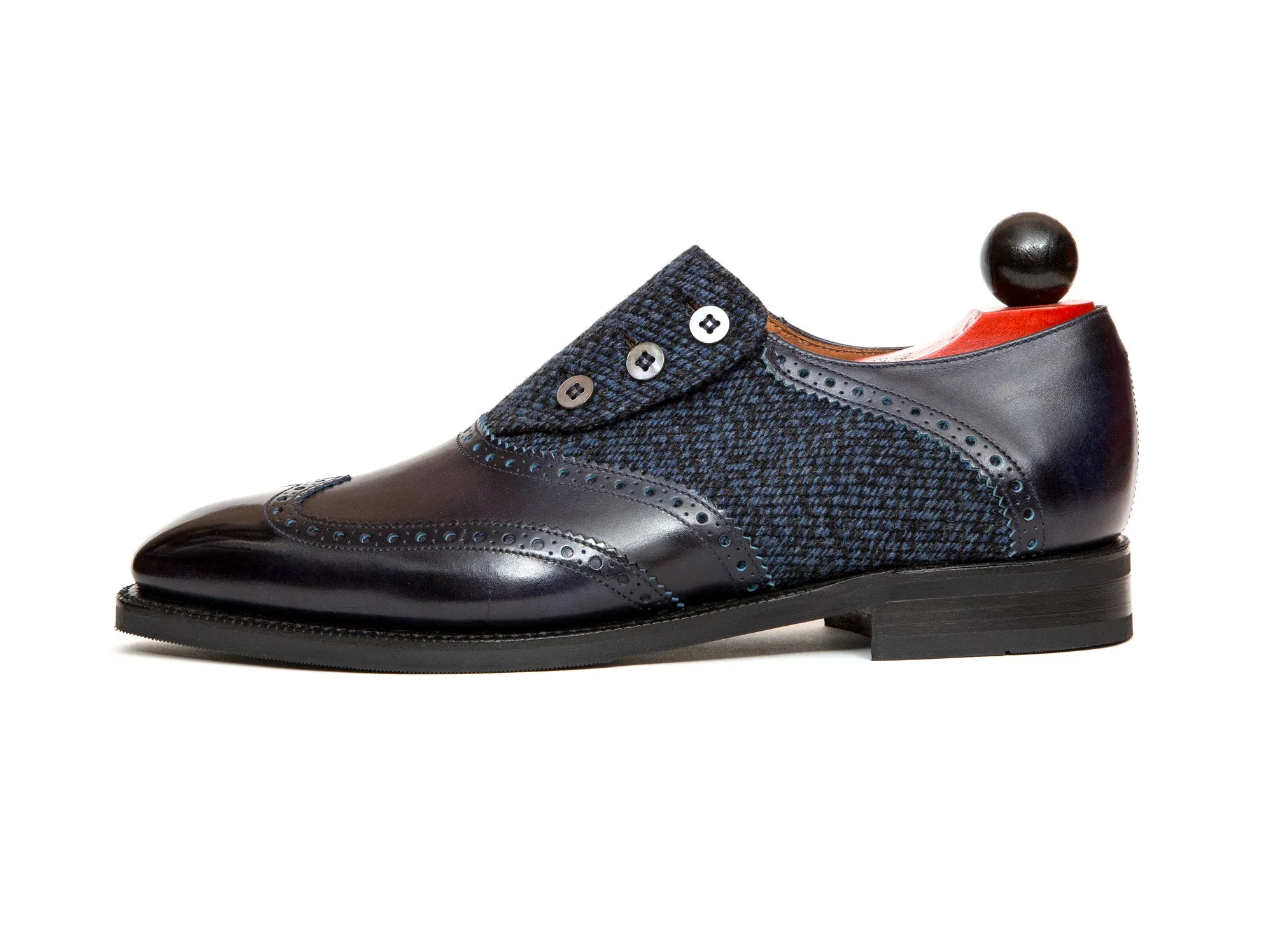 Dorai - MTO - Navy Museum Calf / Blue Poulsbo Tweed - LPB Last - City Rubber Sole