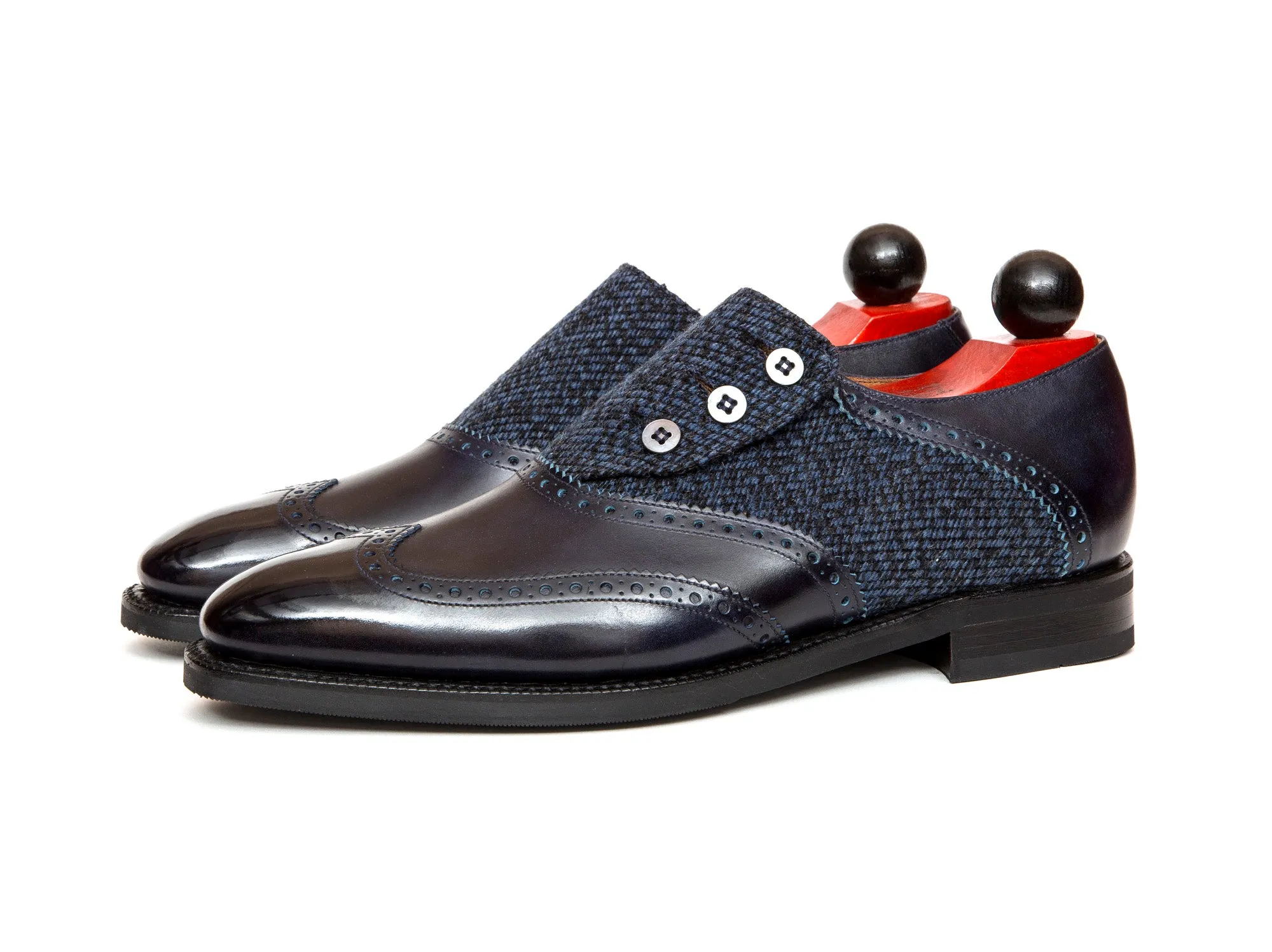 Dorai - MTO - Navy Museum Calf / Blue Poulsbo Tweed - LPB Last - City Rubber Sole