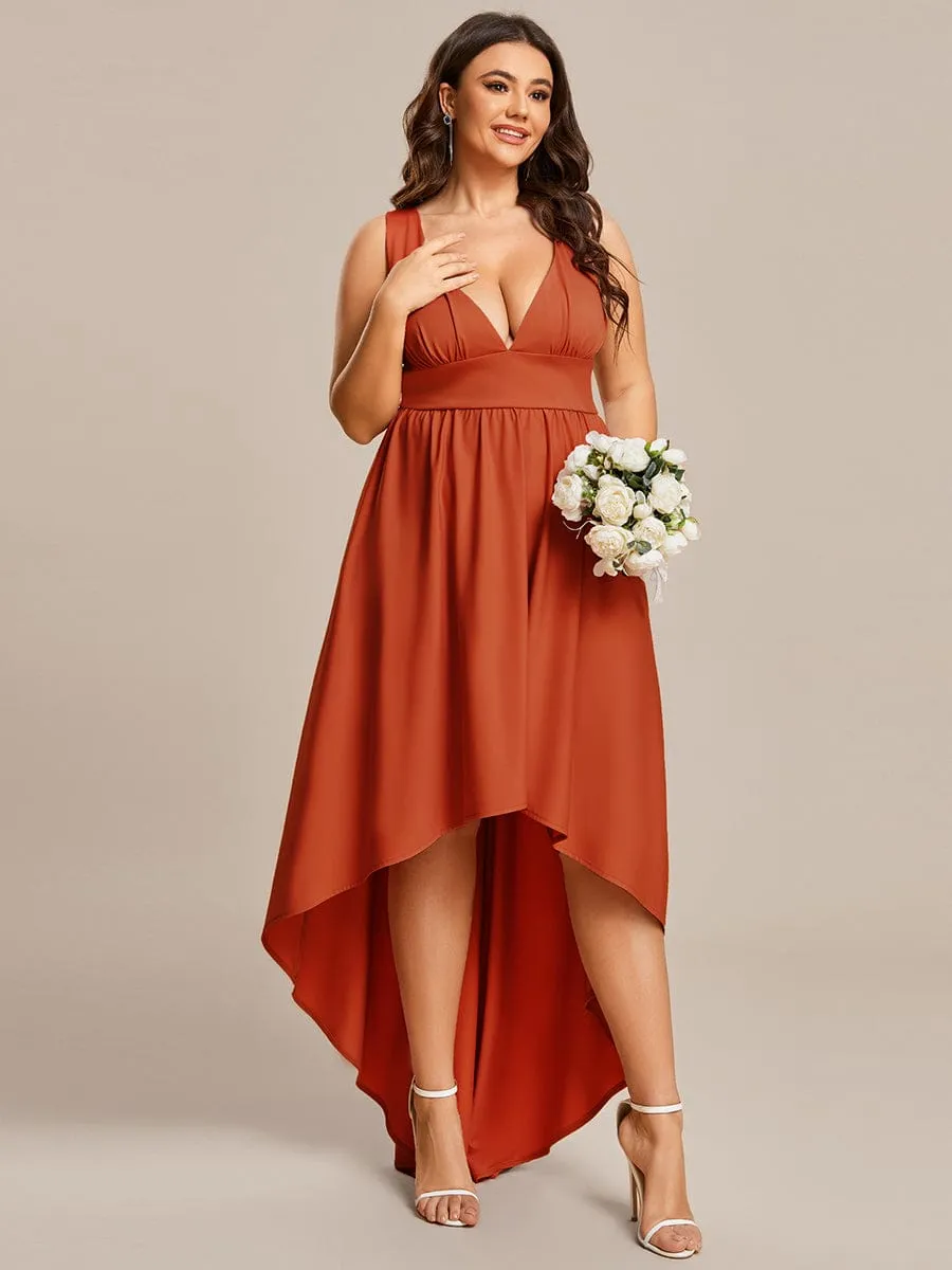 Elegant High-Low Sleeveless Empire Waist Bridesmaid Dress