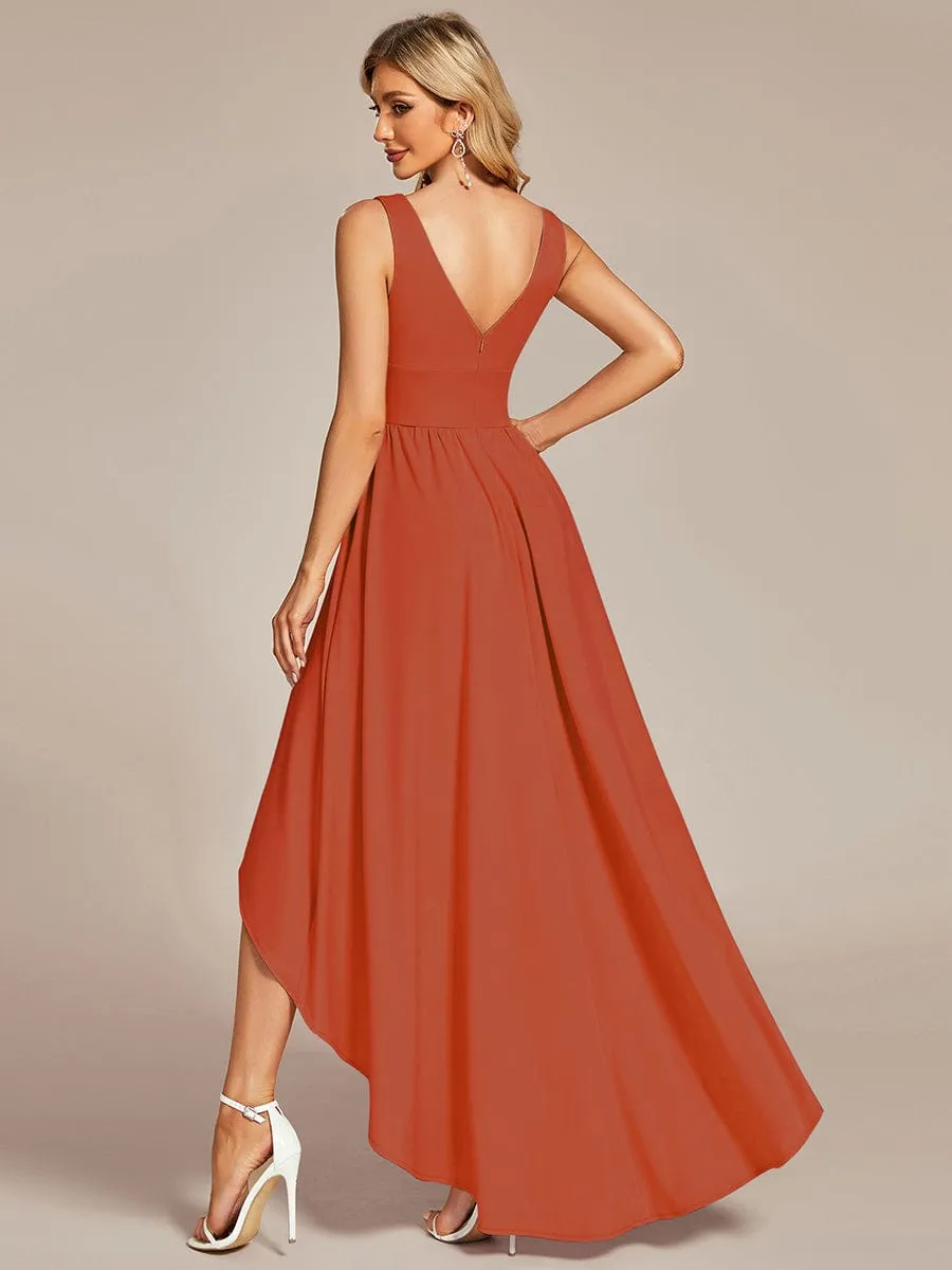 Elegant High-Low Sleeveless Empire Waist Bridesmaid Dress