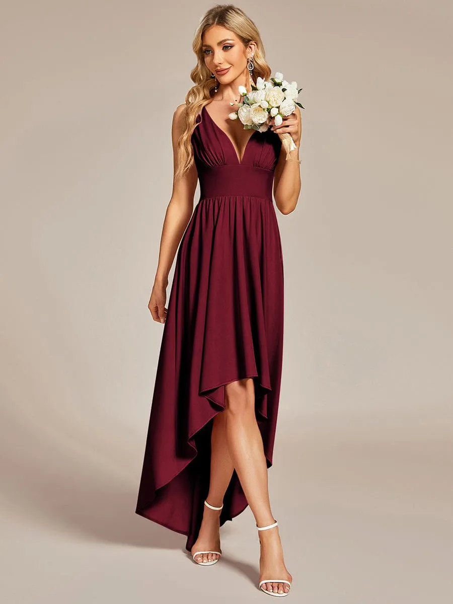 Elegant High-Low Sleeveless Empire Waist Bridesmaid Dress