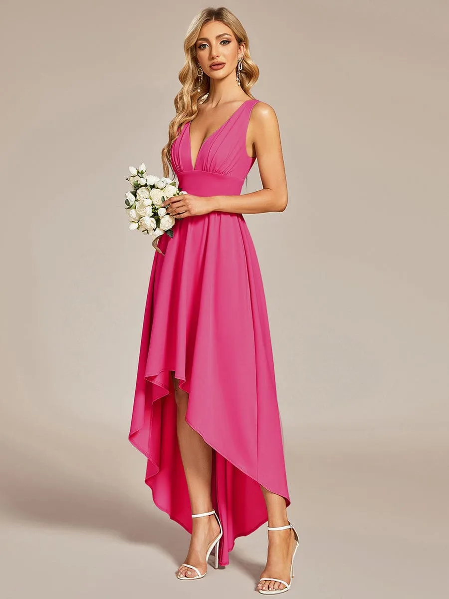 Elegant High-Low Sleeveless Empire Waist Bridesmaid Dress