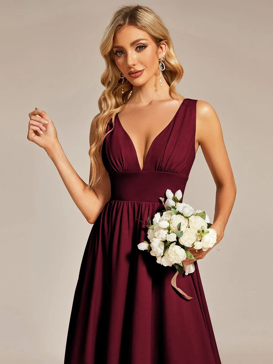 Elegant High-Low Sleeveless Empire Waist Bridesmaid Dress