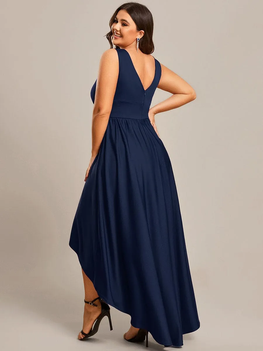 Elegant High-Low Sleeveless Empire Waist Bridesmaid Dress