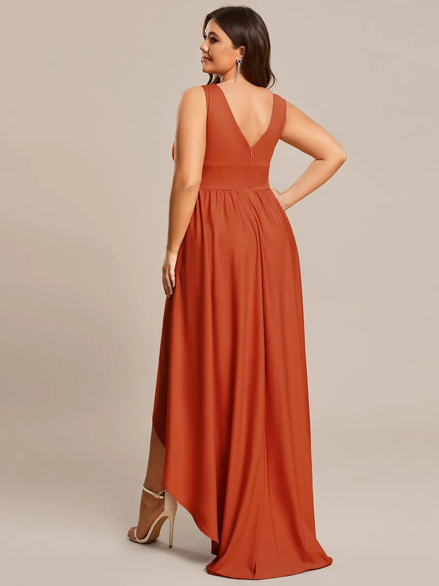 Elegant High-Low Sleeveless Empire Waist Bridesmaid Dress