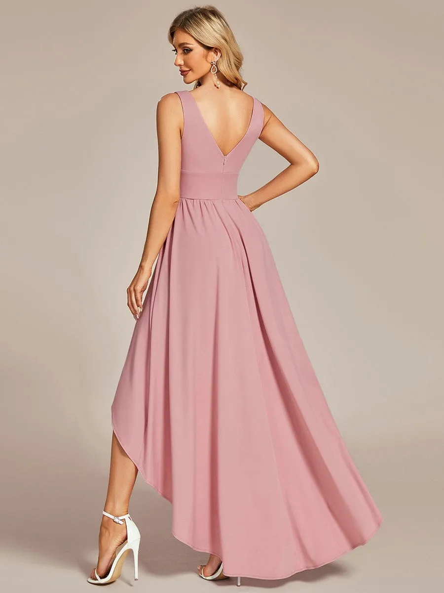 Elegant High-Low Sleeveless Empire Waist Bridesmaid Dress