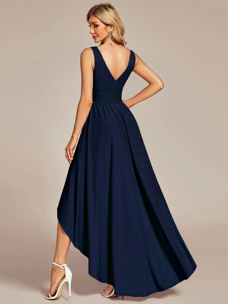 Elegant High-Low Sleeveless Empire Waist Bridesmaid Dress