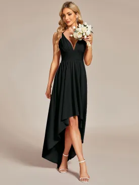 Elegant High-Low Sleeveless Empire Waist Bridesmaid Dress