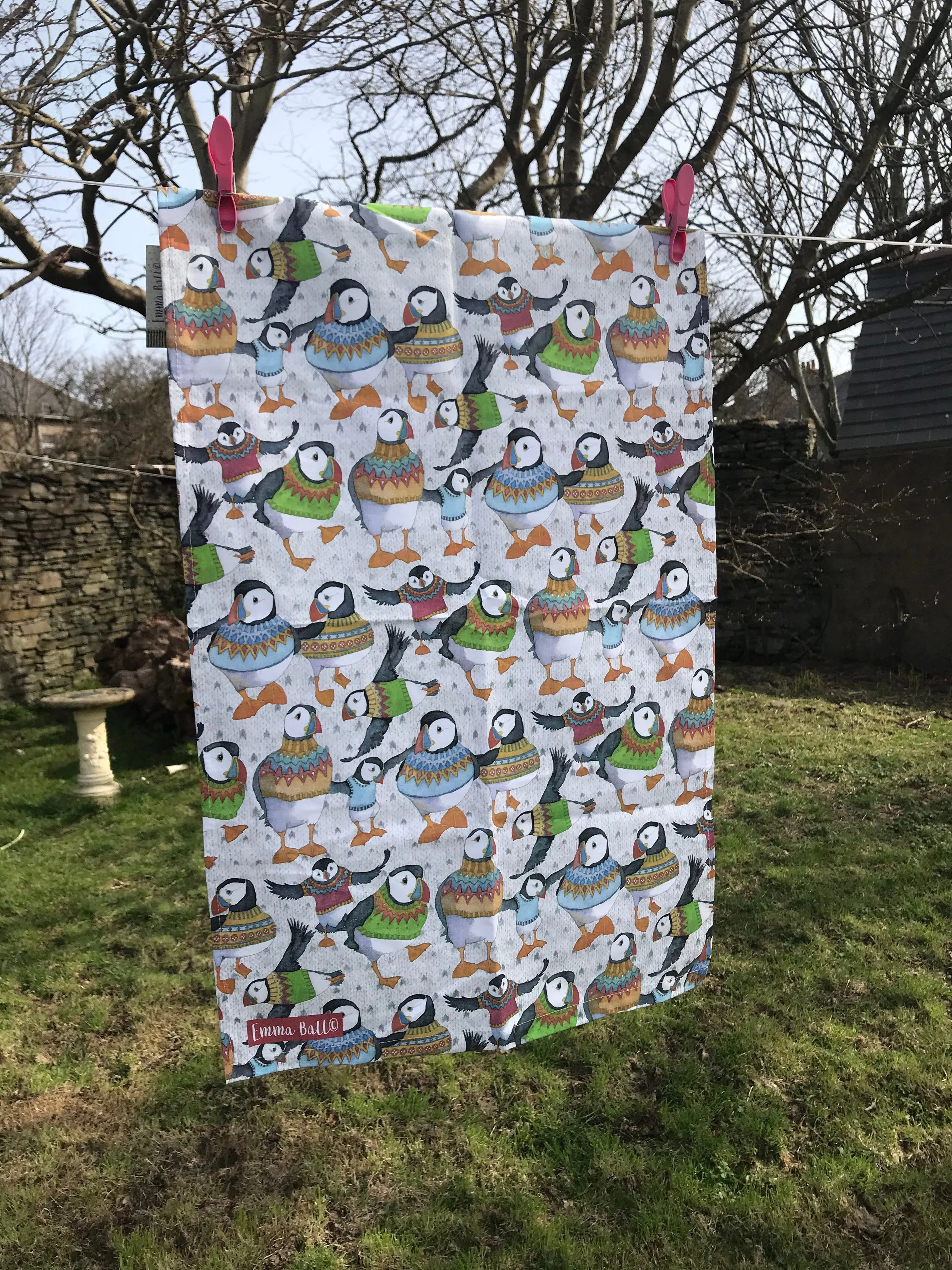 Emma Ball Woolly Puffin Tea Towel