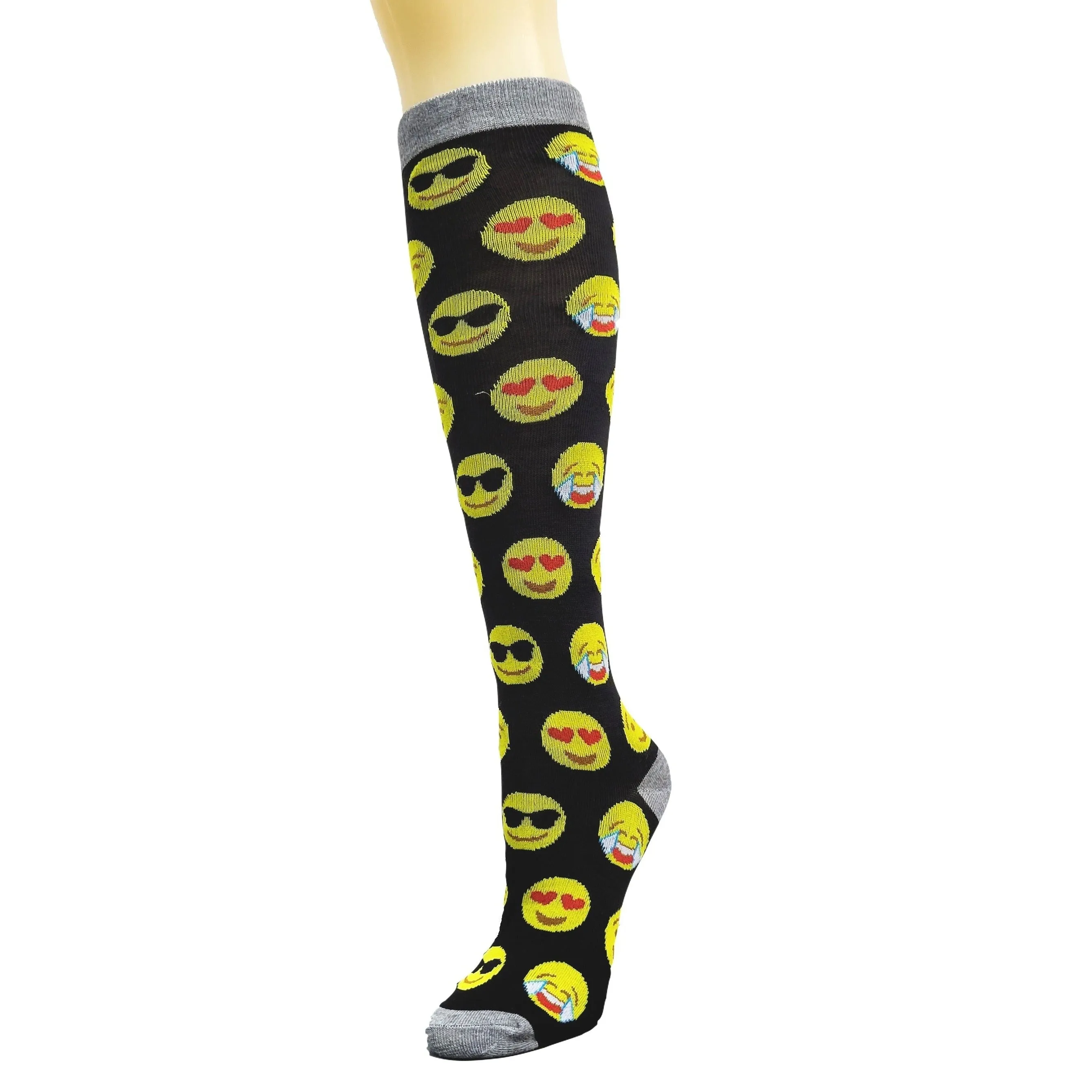 Emoji Face Pattern Socks from the Sock Panda (Knee High)