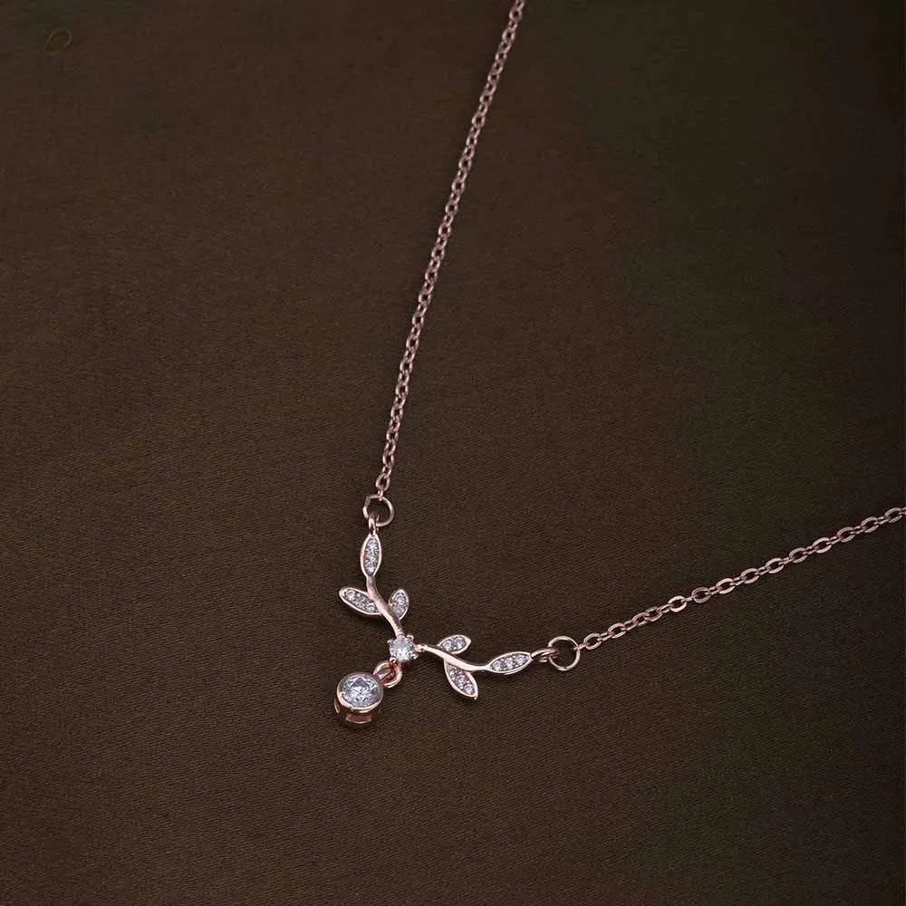 Floral Solitaire Necklace | Rose Gold