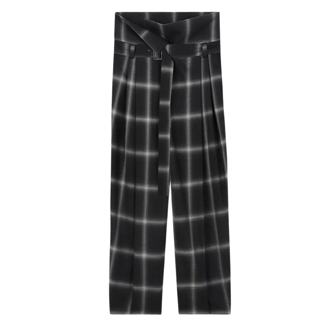 Fold Over Plaid Pant