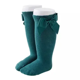 Green Knee High Bow Socks