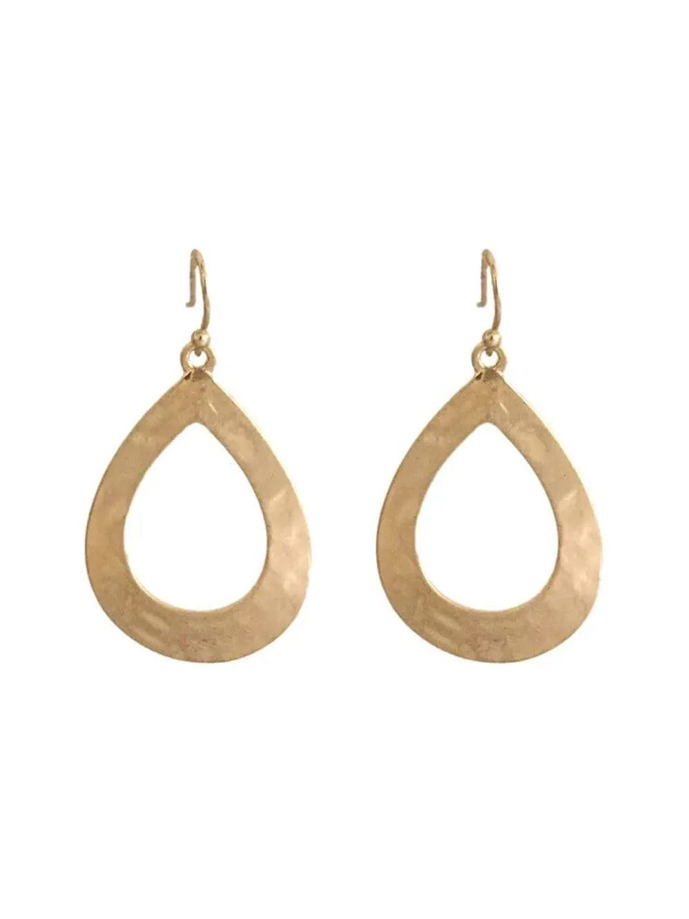 GxG COLLECTIVE LILY HAMMERED TEARDROP EARRINGS