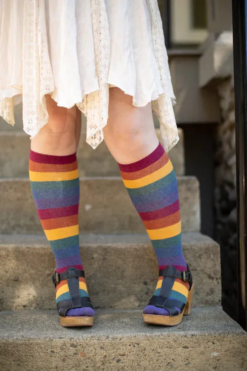 Heather Rainbow Striped Knee High