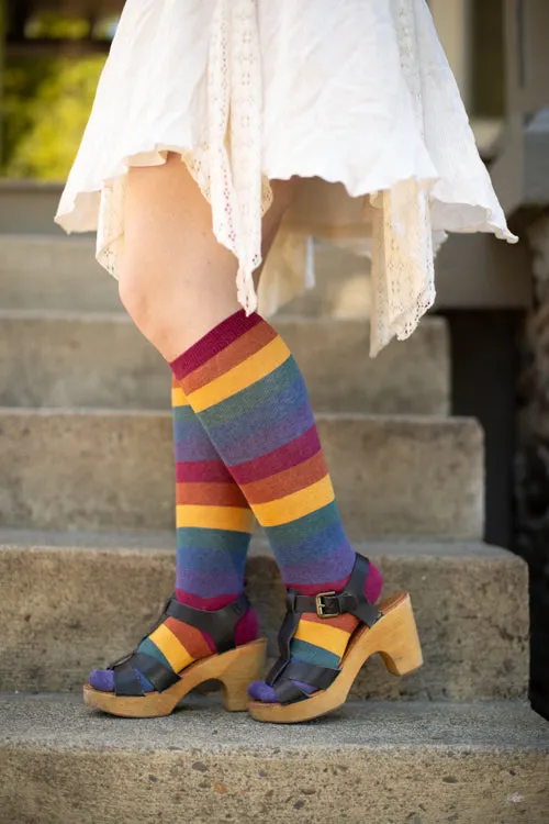 Heather Rainbow Striped Knee High