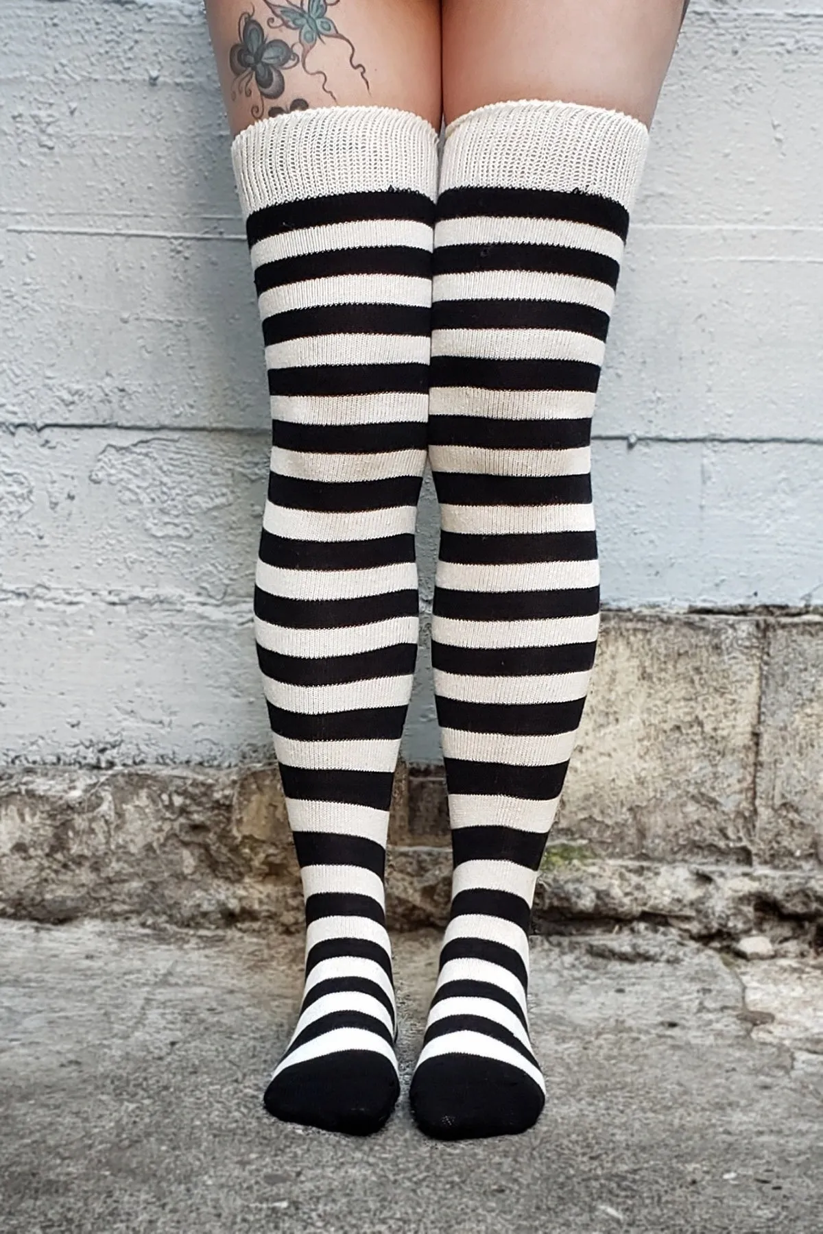 Horizontal Striped Cotton Socks - wide stripe