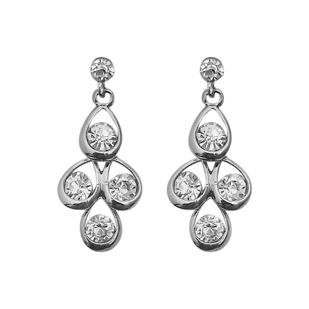 JewelMaze Austrian Stone Silver Plated Stud Earrings ( assorted design )