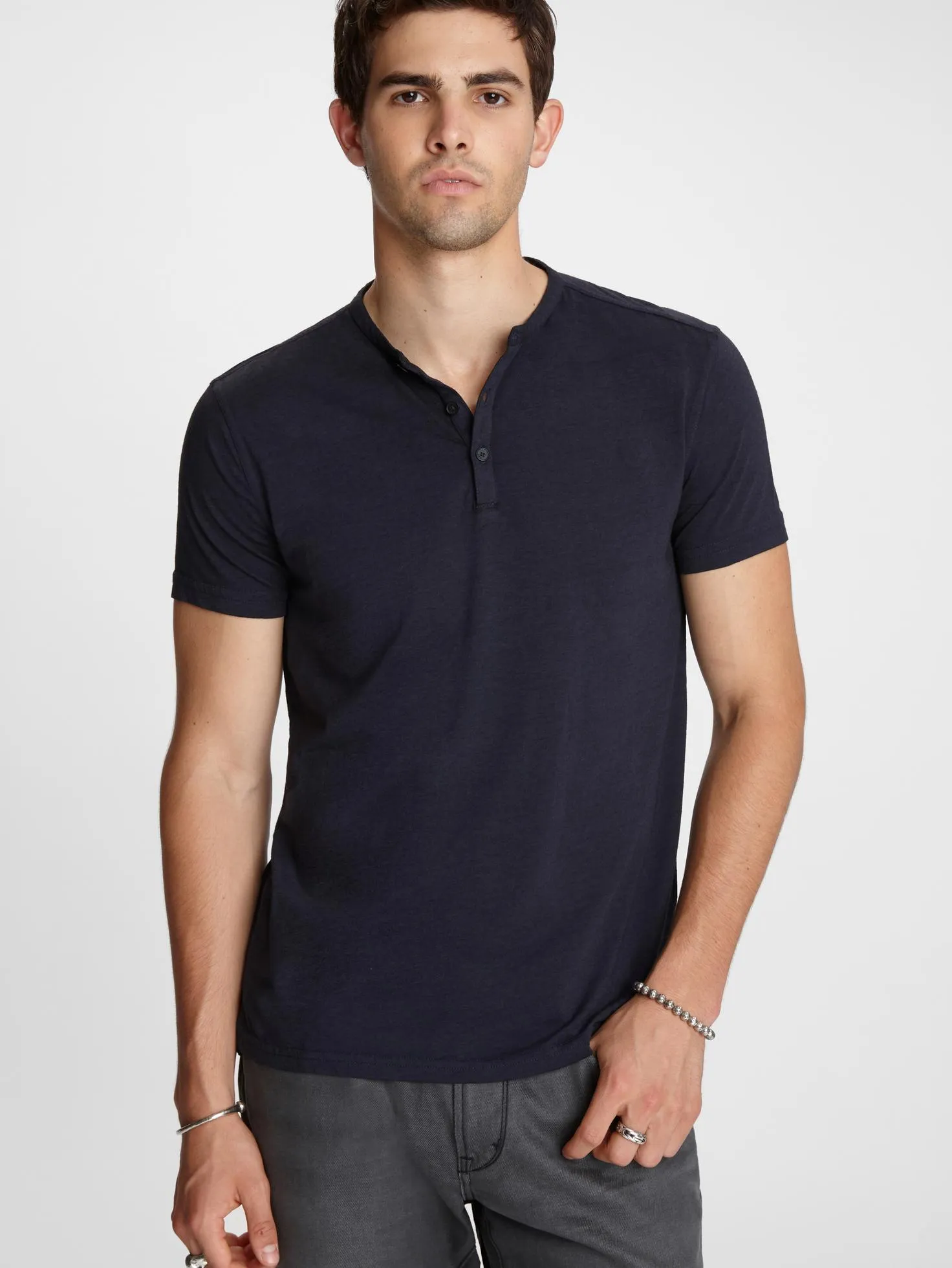 John Varvatos The Short Sleeve Burnout Henley Tee