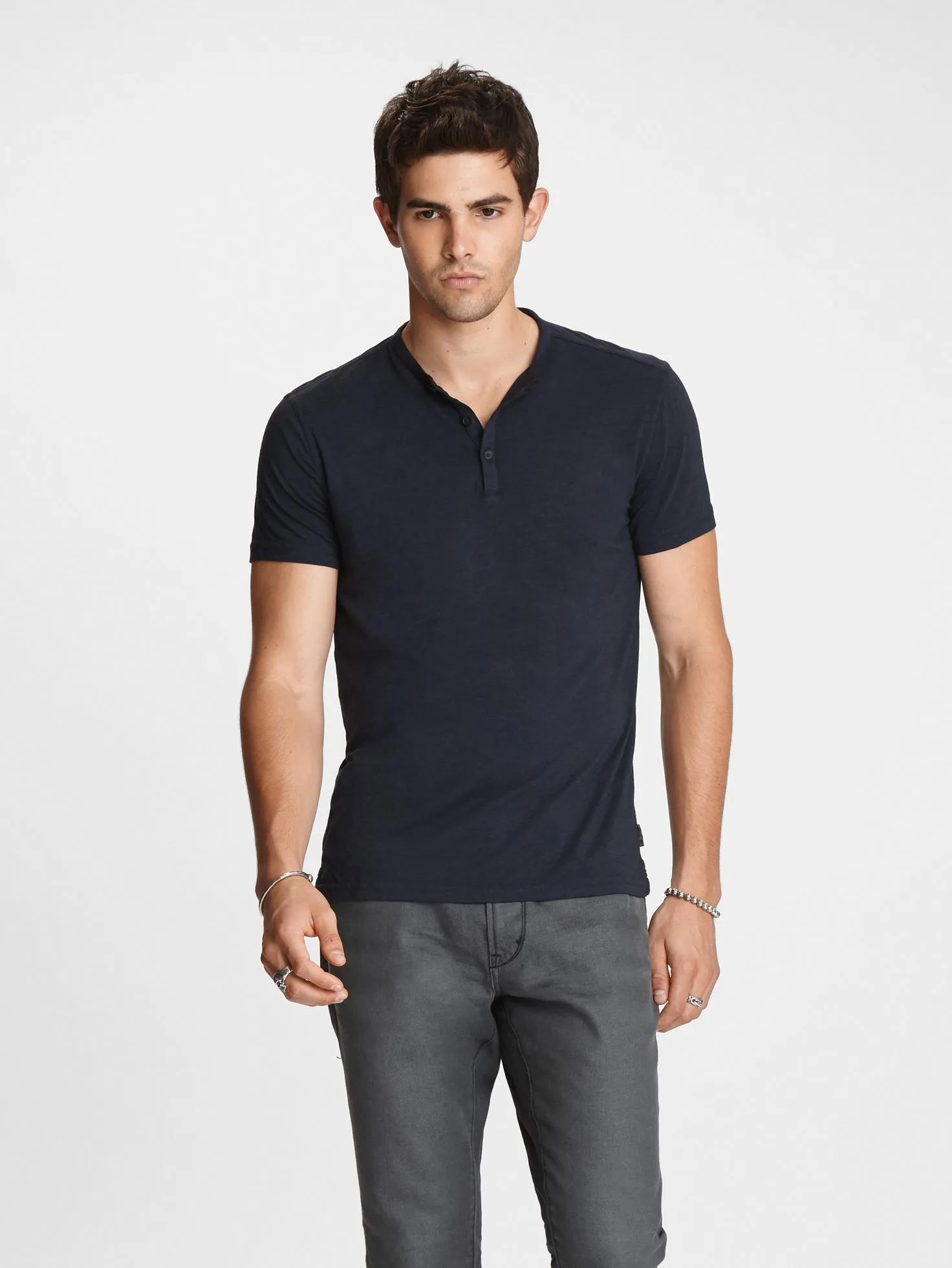 John Varvatos The Short Sleeve Burnout Henley Tee