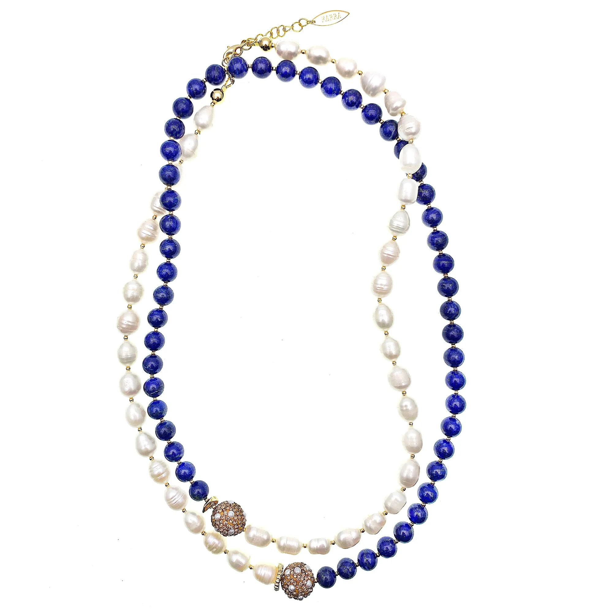 Lapis with Freshwater Pearls multi-ways Necklace FN013