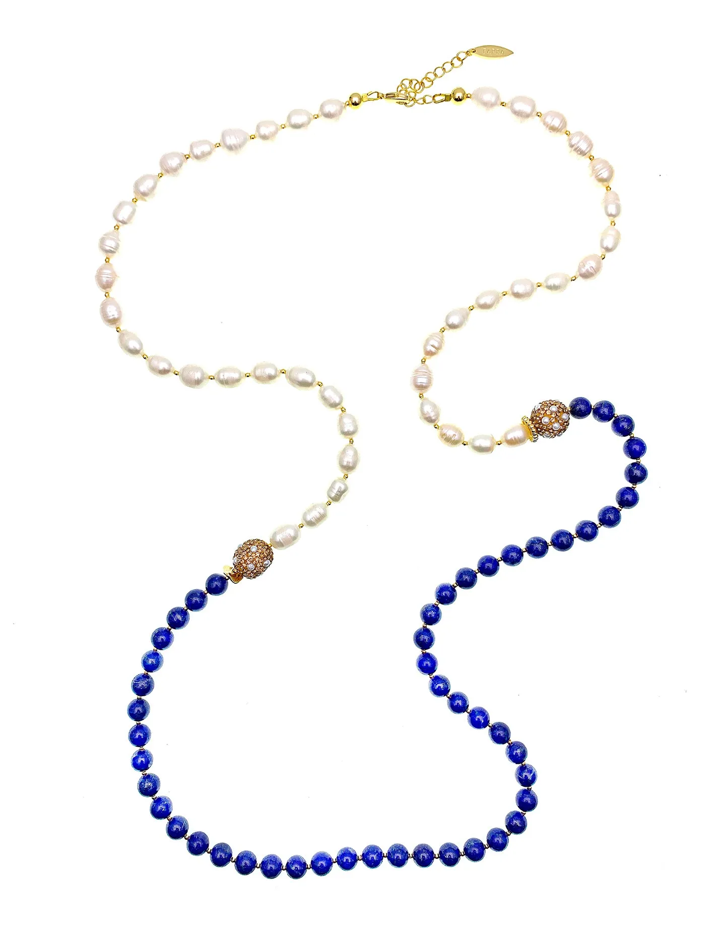 Lapis with Freshwater Pearls multi-ways Necklace FN013