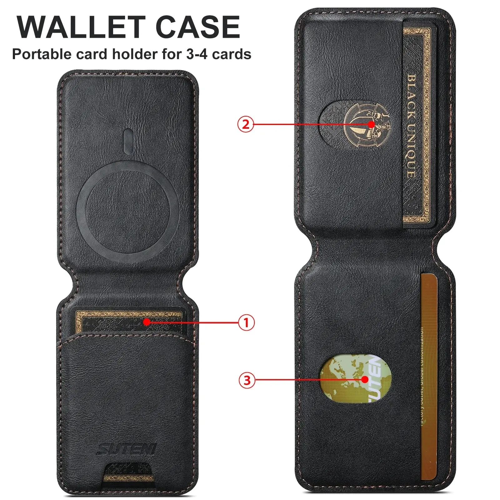 Luxury Leather Mobile Magnetic Card Holder