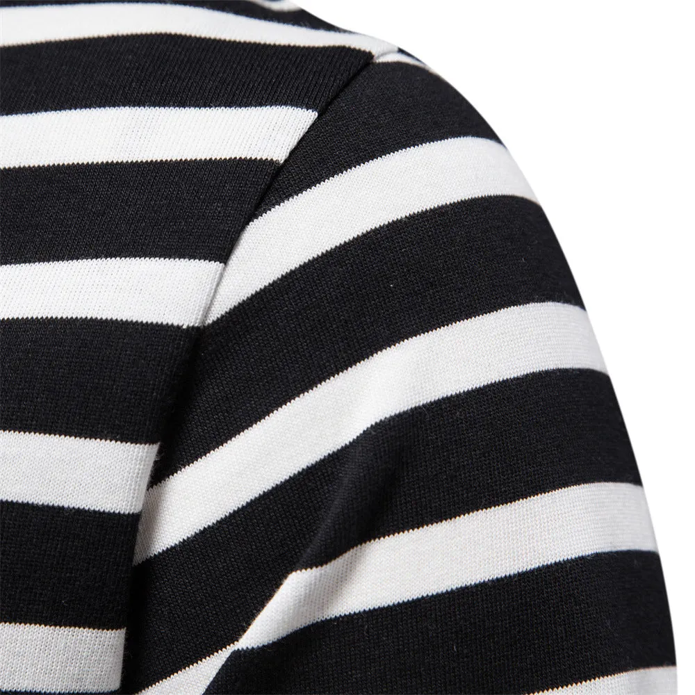 Men's Long Sleeve Slim Fit Casual Striped Sweatshirt | TS293