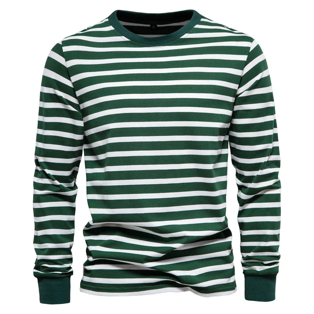 Men's Long Sleeve Slim Fit Casual Striped Sweatshirt | TS293