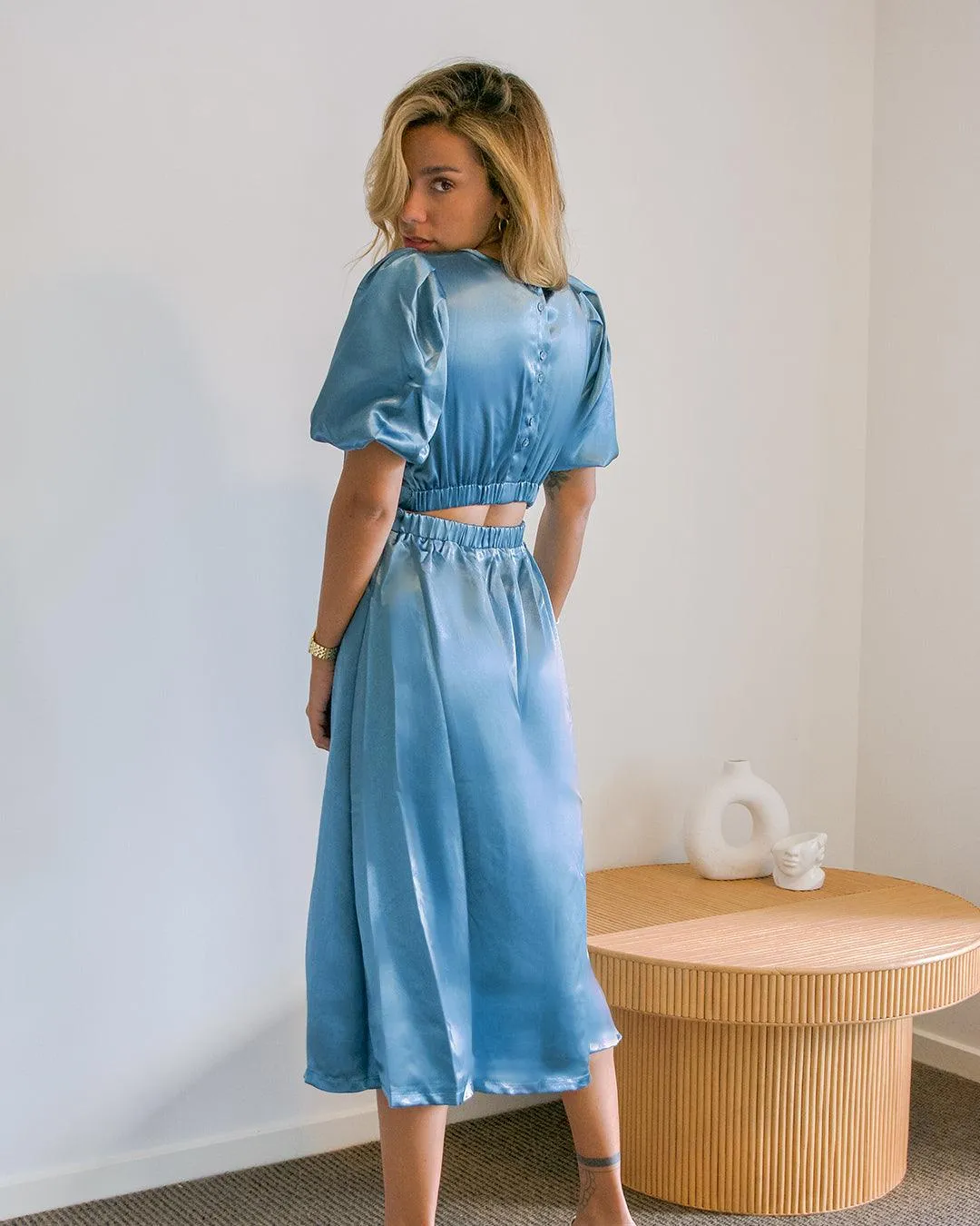 Mia Midi Dress- Steel Blue