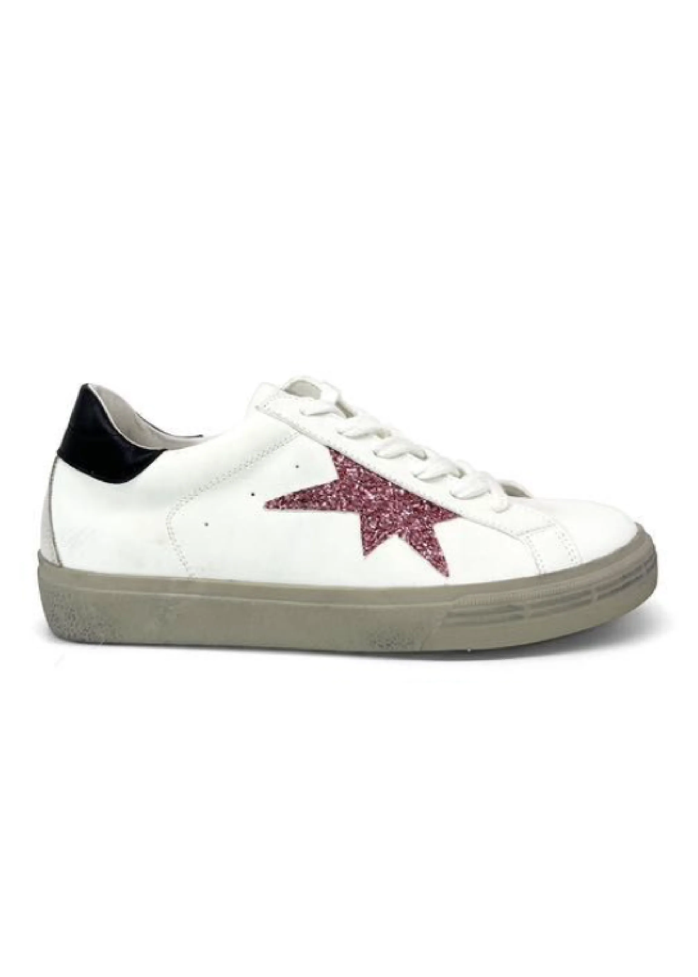 Nuala Fuchsia Glitter Star White Trainers