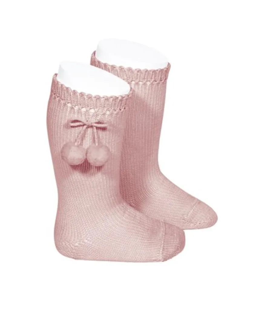 Perle Knee-High Socks with Pom Poms (more colors available)