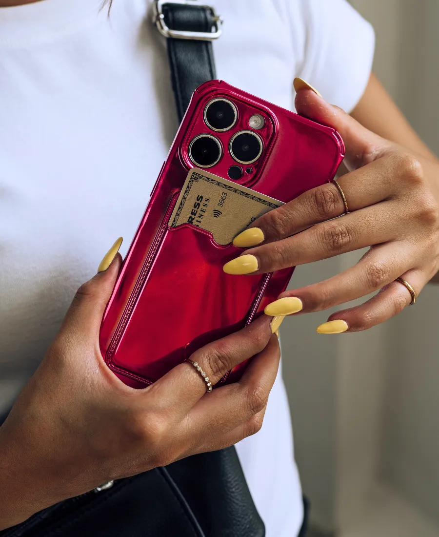 Pink Chrome Card Phone Case