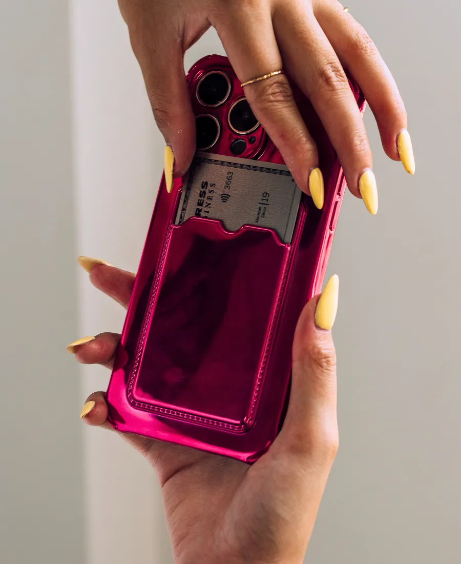 Pink Chrome Card Phone Case