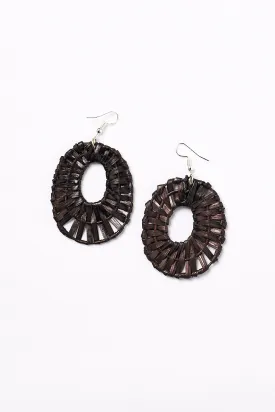 Raffia Woven Earrings in Brown