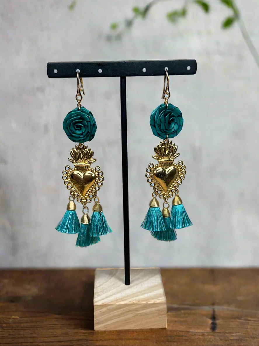 Sagrado corazón/palm earrings