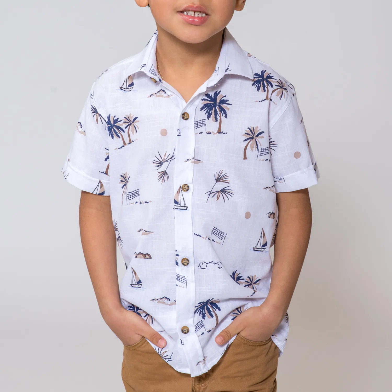 Short Sleeve Boys Cotton Shirt