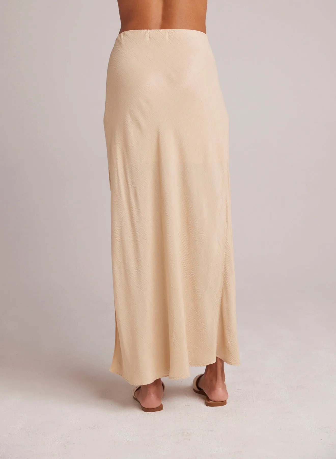 Side Slit Bias Maxi Skirt - Classic Khaki