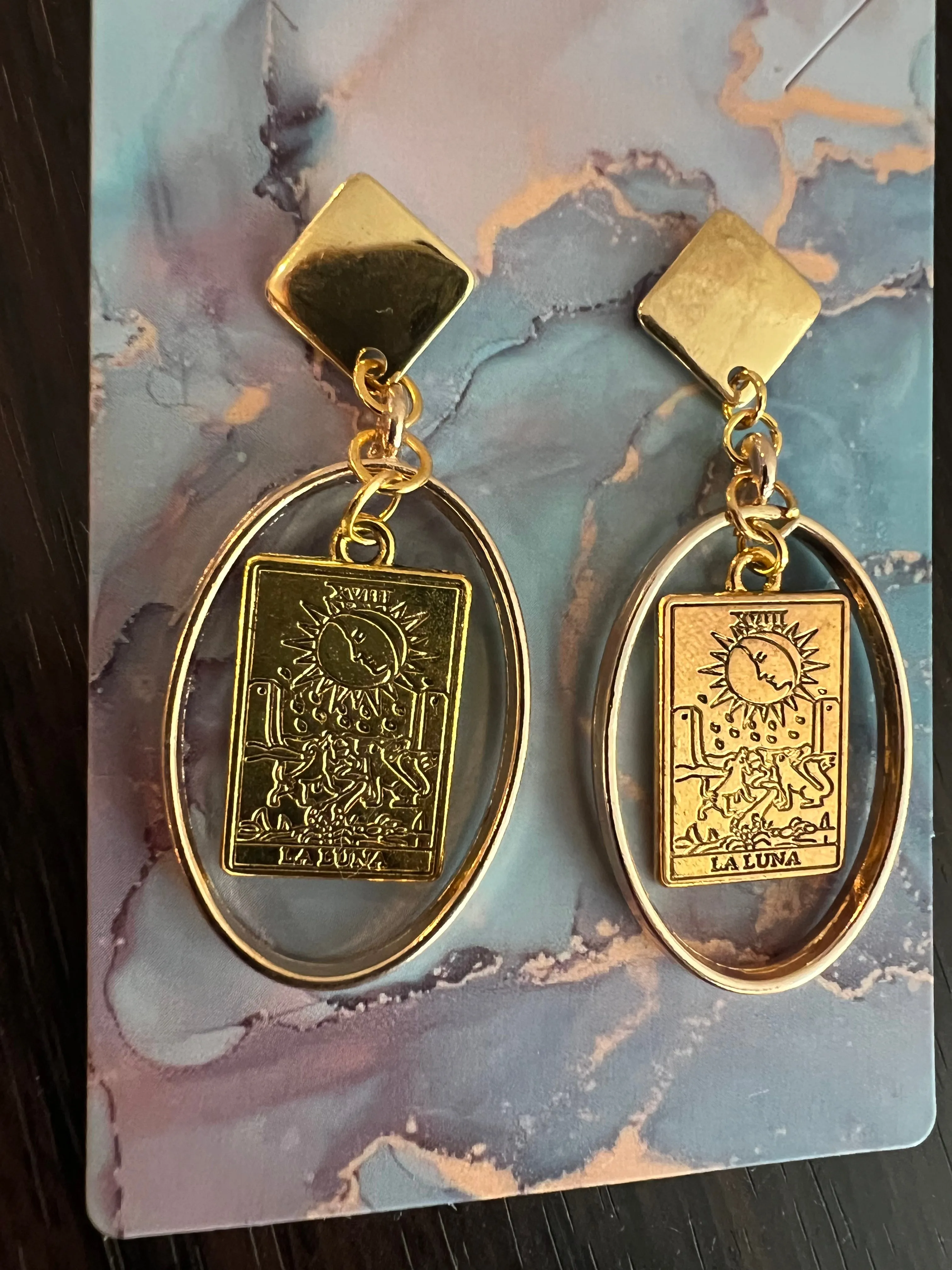 The Moon Tarot Golden Earrings