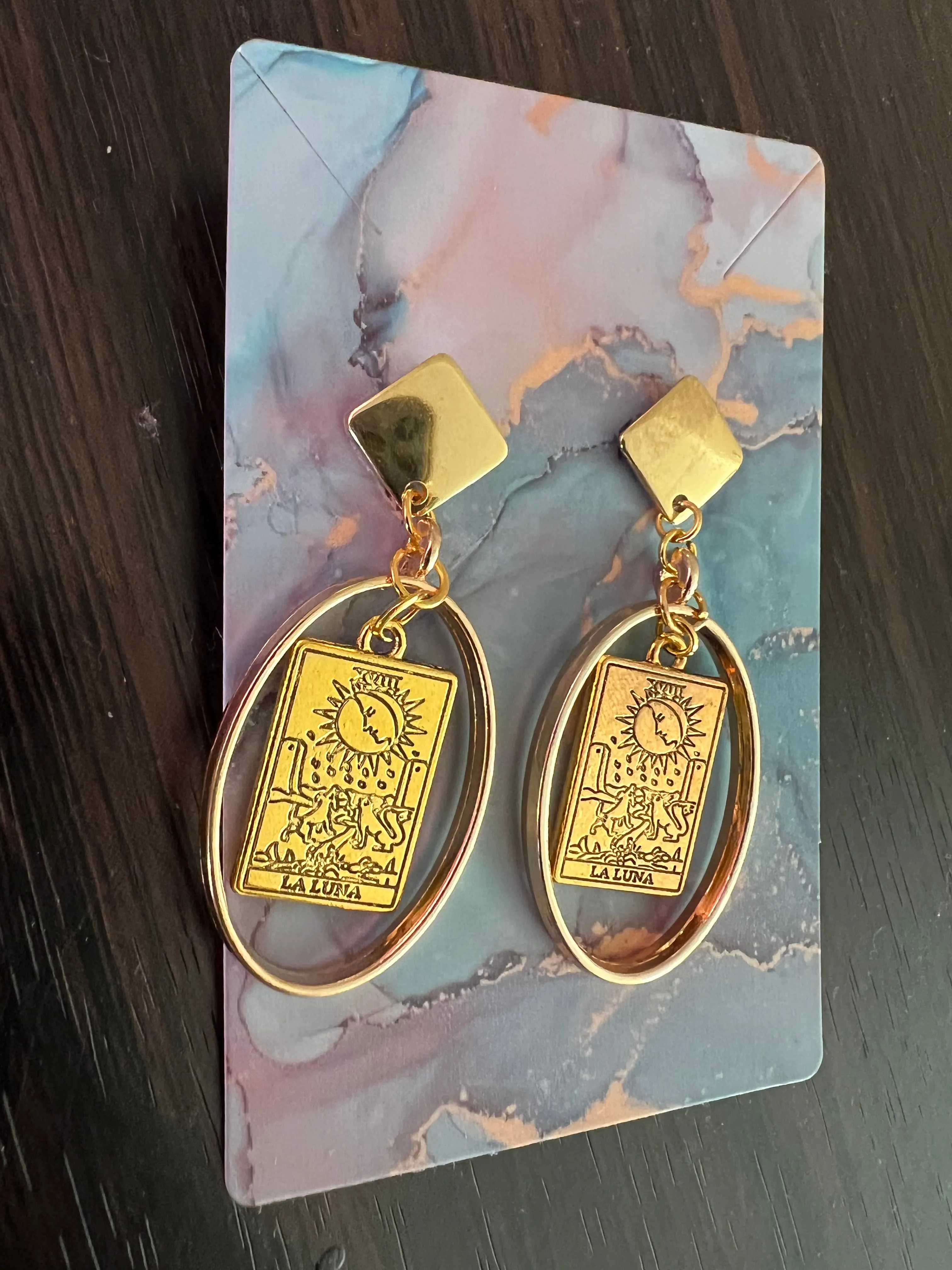 The Moon Tarot Golden Earrings